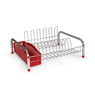 ESCORREDOR DE PRATOS 397-5 CROMADO E VERMELHO 48X38X14X,5CM