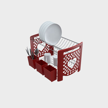 ESCORREDOR DE PRATOS 1449-V VERMELHO 40X28X26,5CM
