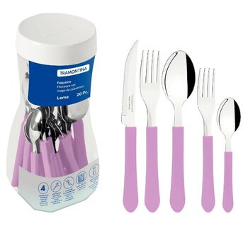 FAQUEIRO LEME 20 PEÇAS TRAMONTINA ROSA 23198/418