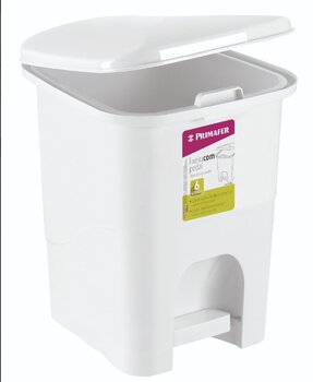 LIXEIRA PEDAL BRANCO PRIMAFER 6 LITROS